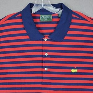 Masters Collection Polo Shirt Mens XXL Red Navy Blue Striped Mercerized Cotton